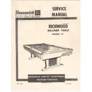 Brunswick Richwood Service Manual (1974)