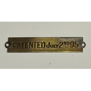 JULY 2nd, 1895 Patent Plaque (minimal nickel plating)