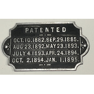 Circa 1900 Rare Patent Plaque (aluminum) with black background