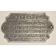 Circa 1900 Rare Patent Plaque off of a Brunswick Balke Collender Narragansett Table (aluminum) 