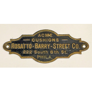 Circa 1920 Rosatto-Barry-Street Co Phila Nameplate (brass) with black background