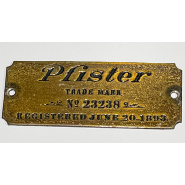 Circa 1895 Very Rare Patent Plaque from a Brunswick Balke Collender Pfister (brass)