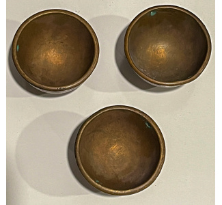 Circa 1890 Brass Surface Mount Chalk Cups - set of 3 