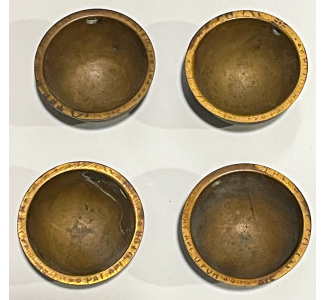 Circa 1890 Brass Surface Mount Chalk Cups - set of 4 