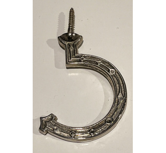 Circa 1890 Embossed Bridge/Triangle Hook (cast iron with new polished nickel plating)