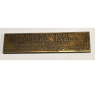 Circa 1920 Brunswick Balke Collender Nameplate (brass) with both mounting cups on back