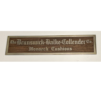 Circa 1918 Brunswick Balke Collender Nameplate with Original Intact Walnut Background