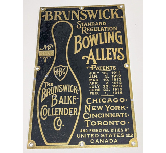 Brunswick Balke Collender Sign from Bowling Alley Return Post