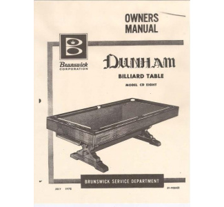 Brunswick Dunham Service Manual (1972)