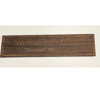 Circa 1918 Extremely RARE Brunswick Balke Collender Nameplate (metal with walnut wood) 