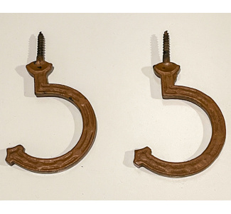 Circa 1890s Embossed Bridge/Triangle Hook (cast iron) with brown paint - matched pair