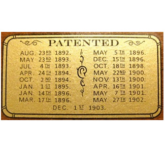 Patent Decal for several Brunswick models (3 in. x 1.5 in.)
