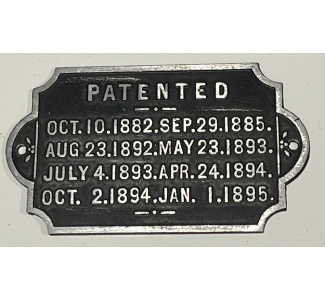 Circa 1900 Rare Patent Plaque (aluminum) with black background