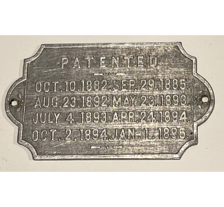 Circa 1900 Rare Patent Plaque off of a Brunswick Balke Collender Narragansett Table (aluminum) 