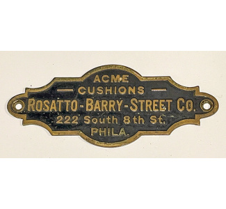 Circa 1920 Rosatto-Barry-Street Co Phila Nameplate (brass) with black background