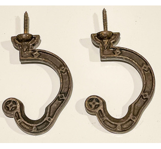 Circa 1890 Victorian Ornate Bridge Hooks (cast iron) - pair